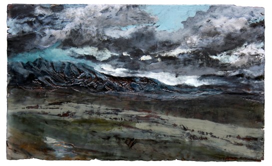 Galbraith, 2013, Encaustic and Oil on Found Wood, 16" x 26", Vincent Colvin