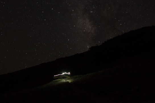 At the peak at 9:00 PM, the Milky Way is arching right above us.