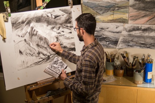 Working from field studies back in the studio 