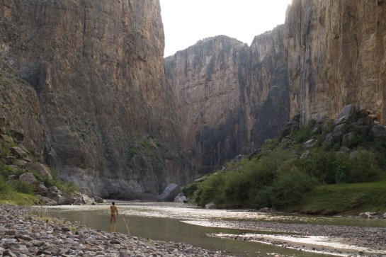 Once the sun broke over the East canyon wall Kody jumped in for an invigorating morning bath